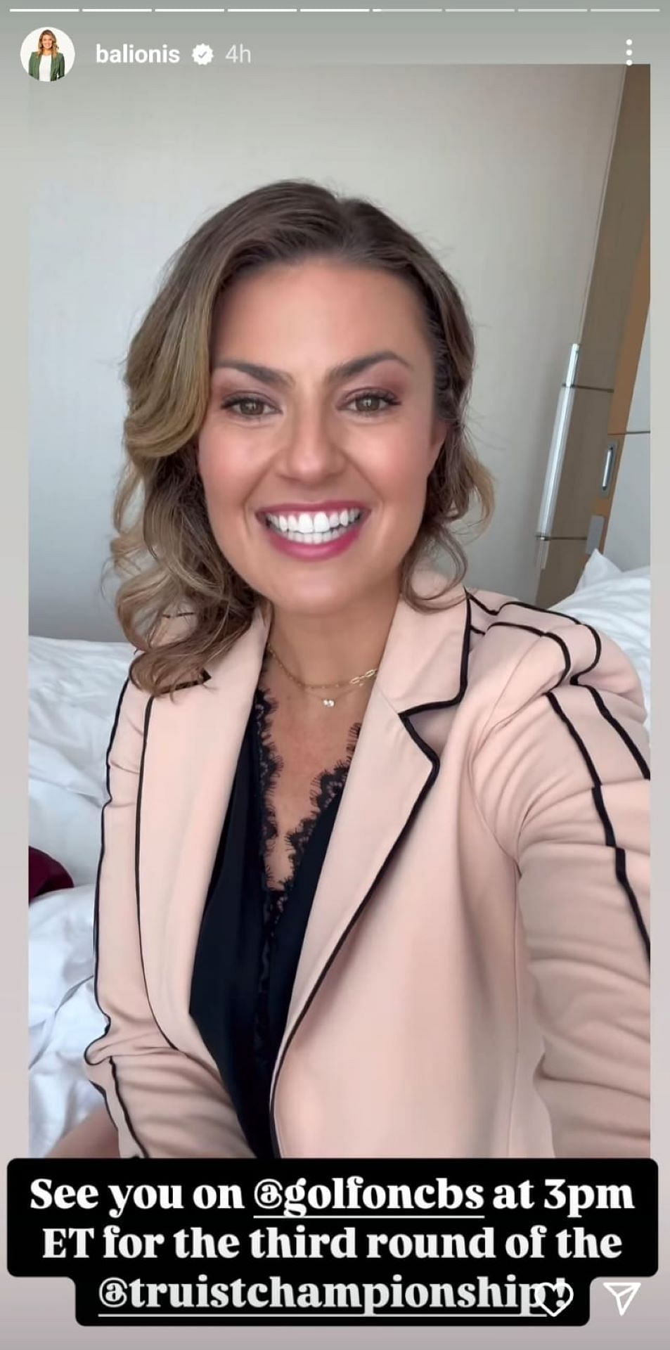 A still taken from Amanda Balionis's Instagram story on May 10, 2025 - Source: Instagram@balionis